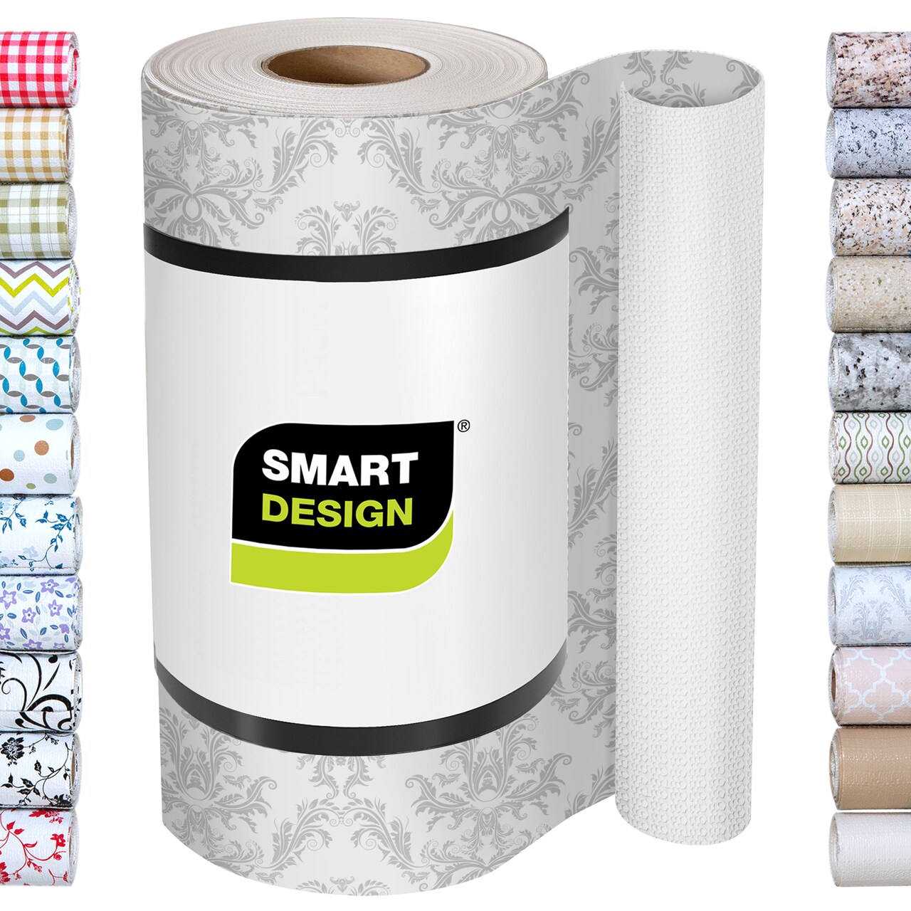 Smart Design Bonded Grip Shelf Liner - 12 Inch x 10 Feet - Fleur Gris